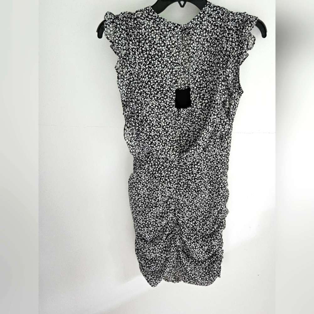 Express Floral Ruched Dress Open Back - Picture 4 of 4